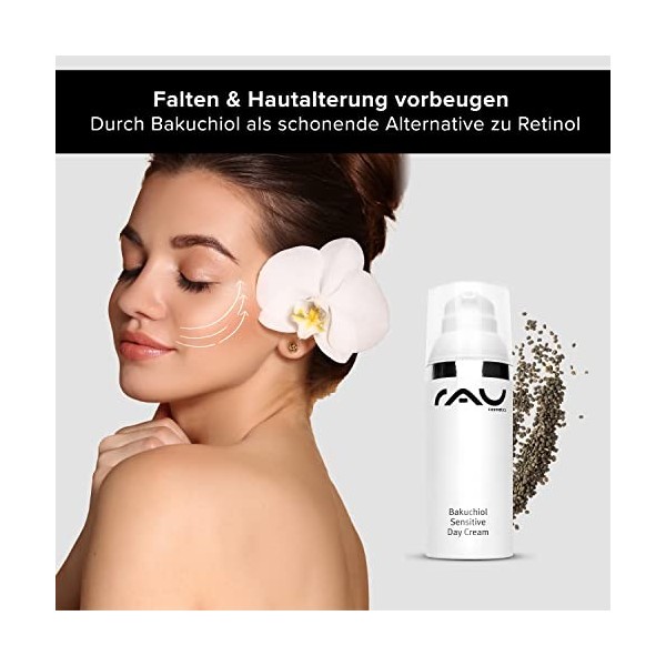 RAU Bakuchiol Sensitive Day Cream 50 ml - Crème de jour légère avec lalternative au rétinol Bakuchiol - booster de régénérat