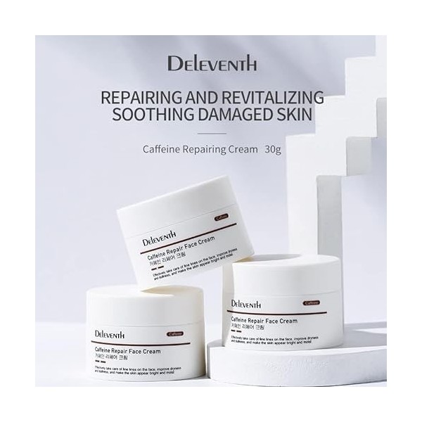 DEleventh Korean Brand Caffeine Vitamin E Repair Face Cream 30g / Anti-Oxidation, Improve Dryness and Dullness, Brighten Skin