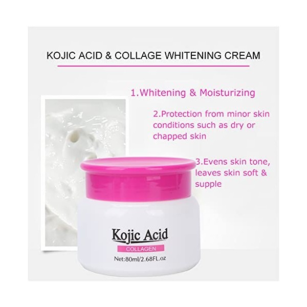 80 Ml Dacide Kojique Crème Blanchissante pour le Visage Crème pour le Visage au Collagène Hydratant pour le Visage Nourrissa