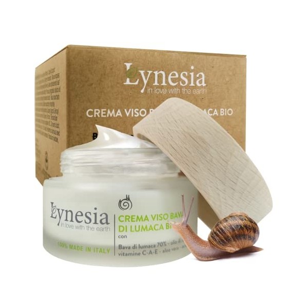 Lynesia - Crème visage à la bave descargot 70% anti-rides et anti-imperfections à lacide hyaluronique. certifiée bio