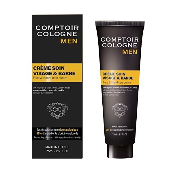 COMPTOIR COLOGNE- Crème soin Visage & Barbe 75ml- fabriqué en France