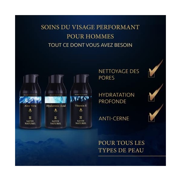 Coffret Soins pour le Visage Bio pour Homme - Complet, Rapide et Efficace - Nettoyant Visage Homme + Creme Hydratante Visage 