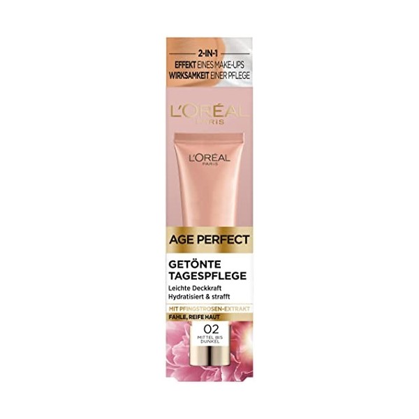 LOréal Paris Soin teinté Age Perfect, crème anti-âge avec teinture légère, raffermissante et nourrissante, pour les peaux ma