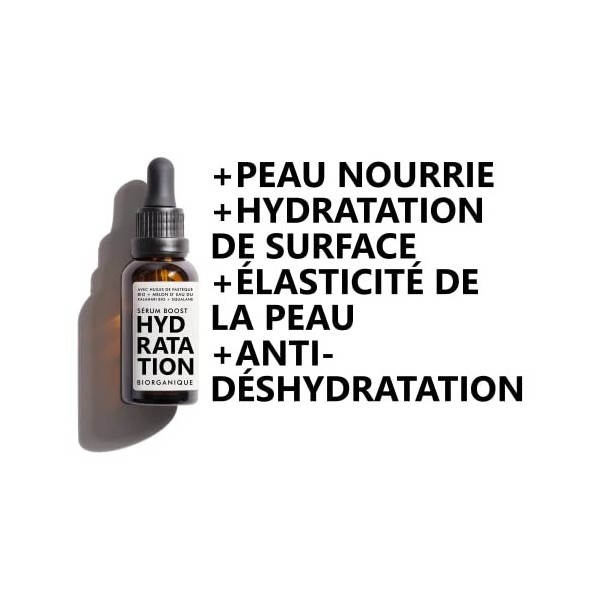 Sérum Visage BOOST HYDRATATION | 100% naturel | Avec Huiles de Melon deau du Kalahari BIO + Jojoba BIO + Extrait de fleur de