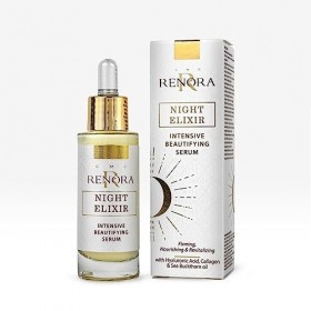 RENORA | Sérum de nuit intensif régénérant Soin anti-âge| Elixir de nuit| Sérum pour le visage Acide hyaluronique, collagène|