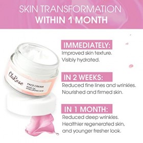 ClaRose - Crème anti-âge pour le visage à lacide hyaluronique et à lhuile de rose 100&nbsp;% naturelle&nbsp;. 50&nbsp;ml
