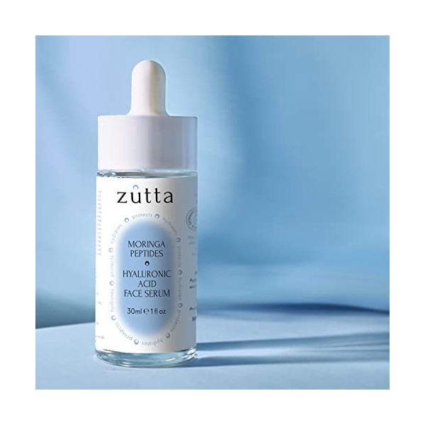 Zutta Peptides de moringa + sérum hydratant à lacide hyaluronique pour tous les types de peau,Anti-pollution, sérum repulpan