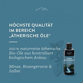 AllgäuQuelle® Infusion de sauna avec 100 % huiles biologiques Clarté à la menthe, au géranium de rose, à la sauge 100 ml In