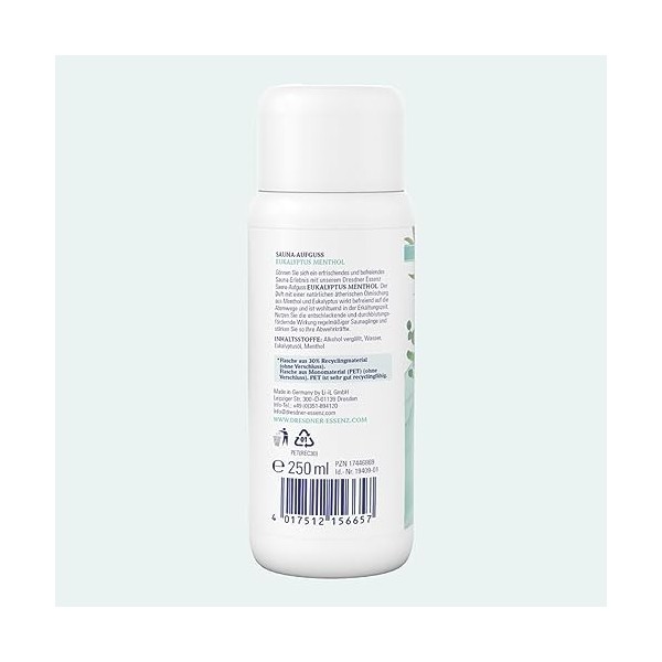 Dresdner Essenz Infusion deucalyptus menthol pour sauna - Sauna frais et aromatique à lhuile deucalyptus - Soin libérant e