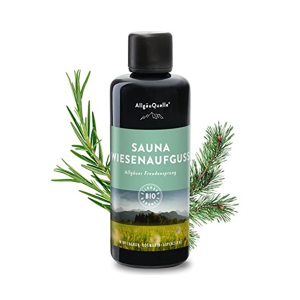 AllgäuQuelle® Parfum sauna avec 100 % dhuiles bio, saut de joie, vert hiver, romarin, crabe alpin, 100 ml