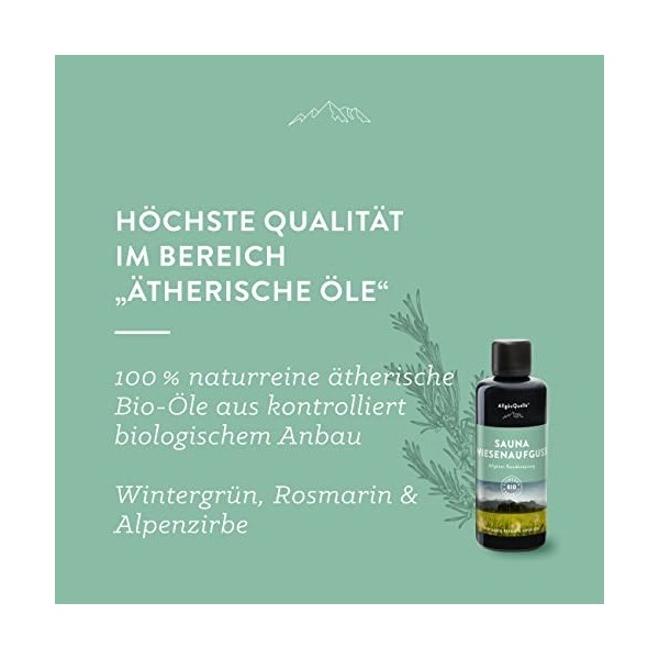 AllgäuQuelle® Parfum sauna avec 100 % dhuiles bio, saut de joie, vert hiver, romarin, crabe alpin, 100 ml