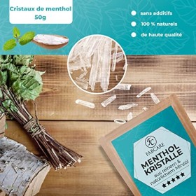 Sauna aux cristaux de menthol FABCARE 50g avec cuillère doseuse - Menthol 100% naturel, dégage les voies respiratoires - In