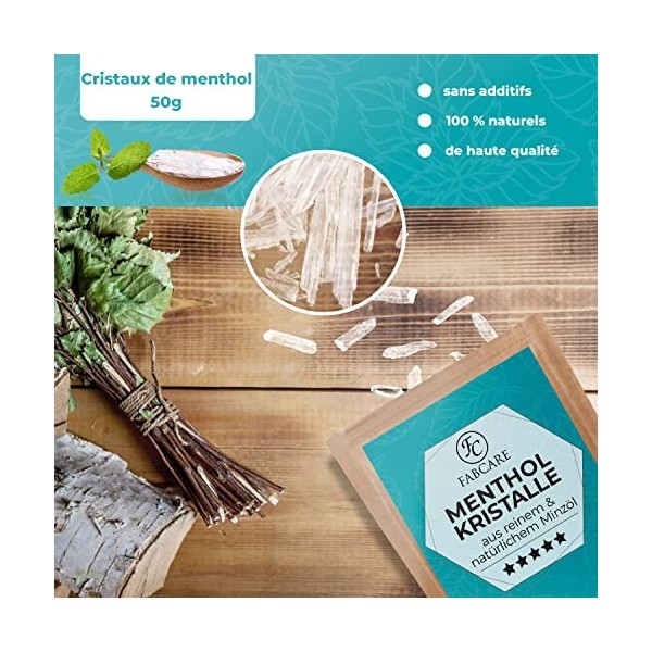 Sauna aux cristaux de menthol FABCARE 50g avec cuillère doseuse - Menthol 100% naturel, dégage les voies respiratoires - In