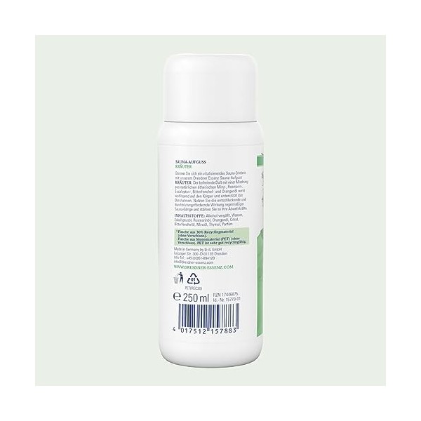 Dresdner Essenz Infusion dherbes pour sauna – Sauna frais aromatique à lhuile de fenouil amère et à lhuile de romarin – So