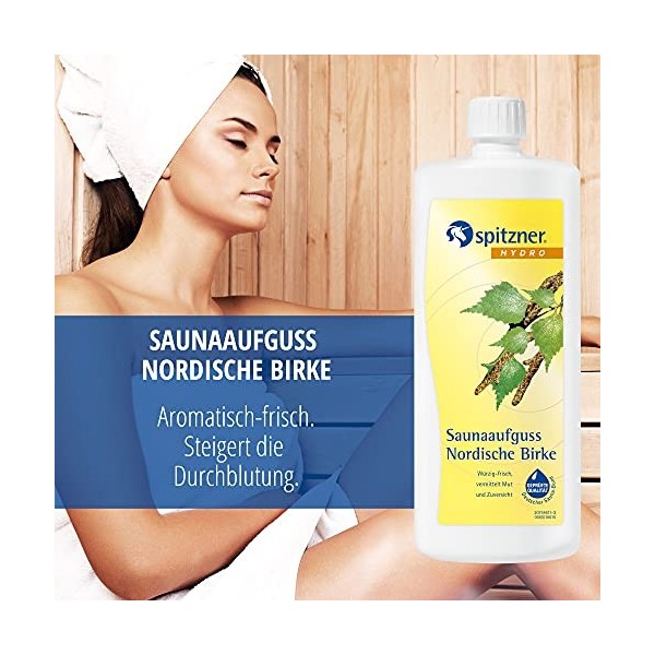 spitzner Infusion de sauna pour santé, bouleau nordique, 1000 ml, infusion de santé avec parfum aromatique et frais de sauna 