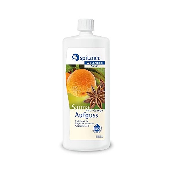 Spitzner Infusion pour sauna Anis-Orange fruité-épicé 1000 ml – Infusion bien-être pour sauna Concentré, Sauna parfumé à l’or