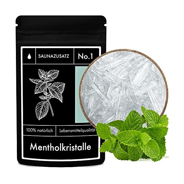 Cristaux de Menthol - Menthol Crystals Sauna Additive No. 1 - Menthol Sauna Crystals - Menthe japonaise 100% naturelle - 50 g