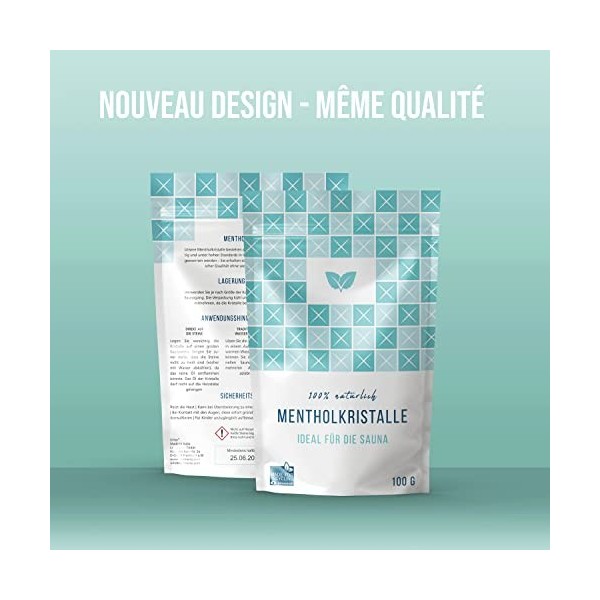 DIYer® 100g de cristaux de menthol dans un sachet pratique à fermeture éclair - qualité supérieure certifiée à base dhuile d