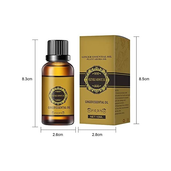 Huile de gingembre pour le drainage du ventre, huile de gingembre pour le ventre amincissant, 10 ml dhuile de gingembre pour