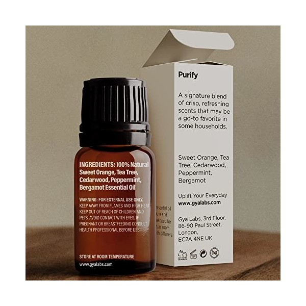 Gya Labs Mélange dhuiles essentielles Purify 10 ml - Parfum frais et nettoyant