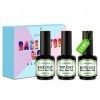 CHARMNAIL Vernis Semi Permanent Base et Top Coat Lot Brillant & Mat , 3 * 15ML No Wipe Base et Top Coat Semi-Permanent