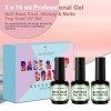 CHARMNAIL Vernis Semi Permanent Base et Top Coat Lot Brillant & Mat , 3 * 15ML No Wipe Base et Top Coat Semi-Permanent