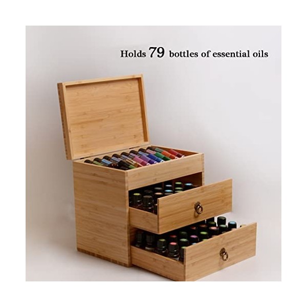 MaxTom Boîte en Bois dhuile Essentielle 79 Bouteilles, boîte de Rangement daromathérapie, Collection de Vernis à Ongles, Cl