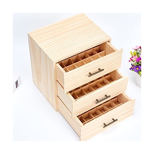 Boîte en bois dhuile essentielle 90 bouteilles, collection de vernis à ongles à trois étages, boîte de rangement daromathér