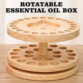 MaxTom Étagère dhuile Essentielle rotative en Bois, Peut Afficher 46 Bouteilles essentielles et Boules roulantes, pour laff