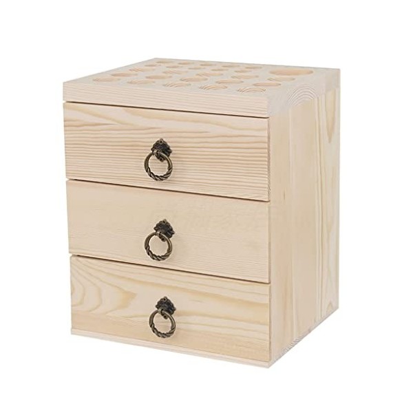 MaxTom Boîte en Bois dhuile Essentielle, Peut contenir 90 Bouteilles de 5 à 15 ML Size : 23.7x27.5x19.5cm 