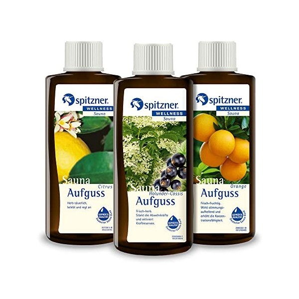 spitzner Lot de 3 infusions pour sauna - Orange citron/sureau - 190 ml chacun