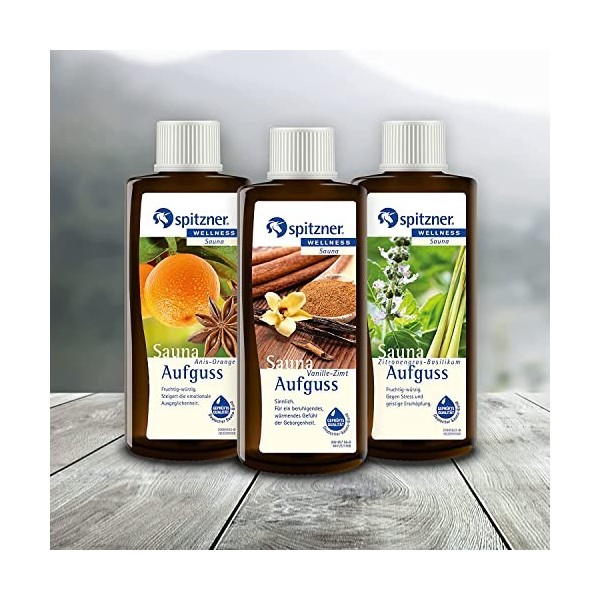 Spitzner Kit dinfusion de sauna dans une boîte cadeau - Orange anis, cannelle et basilic citronnelle 3 x 190 ml 