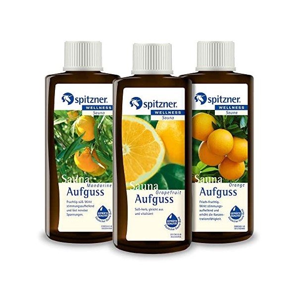 spitzner Lot de 3 infusions pour sauna Mandarine Pamplemousse Orange 190 ml