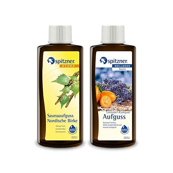 spitzner 2 parfums de bouleau nordique et lavande Kumquat infusion de sauna de 190 ml chacune