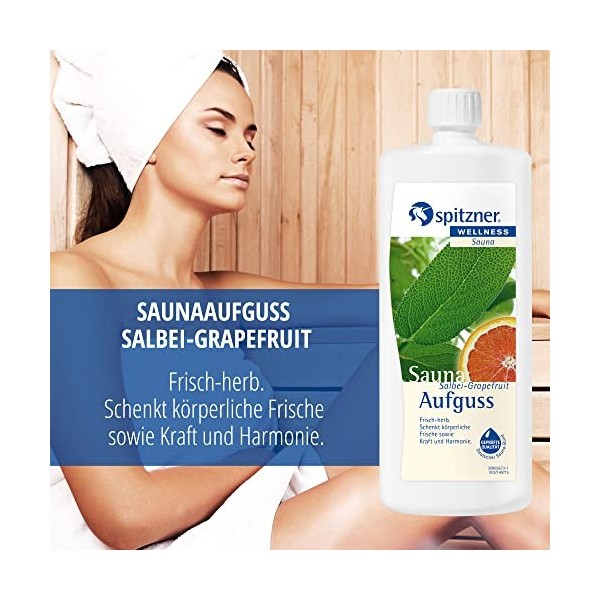 Infusion pour sauna « Sauge-Pamplemousse » 1000 ml de Spitzner