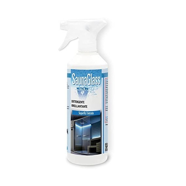 SaunaGlass 500 ML Nettoyant pour surfaces en verre Sauna auto-sécheuse