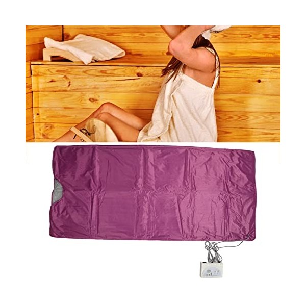 Couverture de Sauna, Lit de Sauna Violet à Double Zone de Chauffage, Forme Infrarouge Lointain, Fitness, Télécommande Humide 