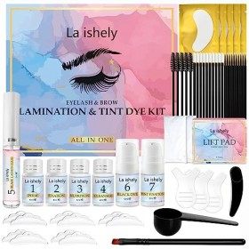 Kit Rehaussement de Cils&Teinture 4-en-1, Upgraded Lash Lift & Tint Set, Coloration Permanentes Sourcils, Kit Rehaussement de