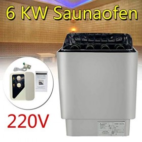 TABODD Poêle pour sauna 6 kW - 220 V - En acier inoxydable - Avec commande externe - Température de 6 à 8 m³