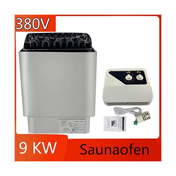 TABODD Kit de sauna 9 kW - 380 V - En acier inoxydable - Avec commande externe - Température de 32 à 210 °C - Pour chambre de