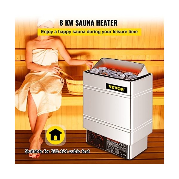 Ukiki Poêle Électrique de Sauna Four avec Contrôle Interne 2 Modes Intégrés Humide Sec Inoxydable Économie dénergie Achine d