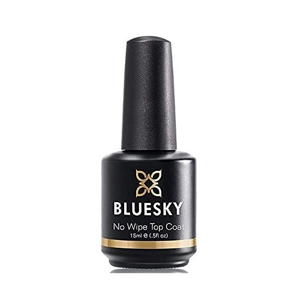 BLUESKY No Wipe Top Coat 15 ml – Vernis de finition UV/LED qui dure jusquà 3 semaines