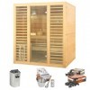 Holls Sauna Neptune 4 Places Poêle électrique Harvia Vega 6 KW + Pack Accessoires Premium pour Sauna Traditionnel Seau & Lou