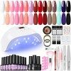 COSCELIA kit verni semi permanent 15 couleurs et lampe LED 36W sèche-ongles UV avec Top Coat Base Coat Mat , Rose Blanc Trans