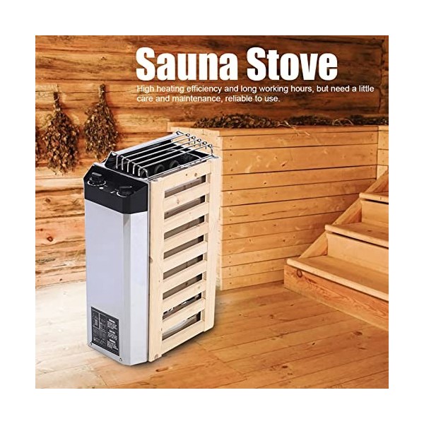 Srliya Sauna Poêle Sauna 55 × 34 × 24 3kw Type de Contrôle Interne en Acier Inoxydable Poêle Poêle Chauffage Outil de Chauffa