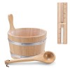 Navaris Accessoire de sauna - Set avec seau 5L et louche en bois sablier minuteur hammam spa sauna - Kit daccessoires en boi