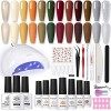 48W Lampe Manucure Kit Ongle Gel 15PCS Vernis Semi Permanent 12Couleurs +3 Base et Top Coat , BORN PRETTY Kit Ongle Gel UV Co...