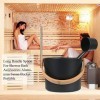 Lot de 2 seaux de Sauna et louche Portables en Aluminium,Seau de Sauna et louche à Long Manche Cèdre Accessoires pour Eau à V