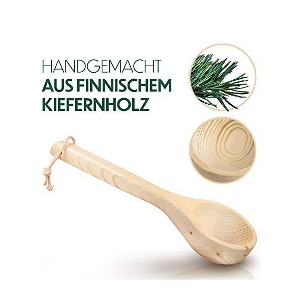 CozyNature louche de Sauna en Bois de pin finlandais de Haute qualité | Louche à Infusion, louche | Accessoires de Sauna | 10
