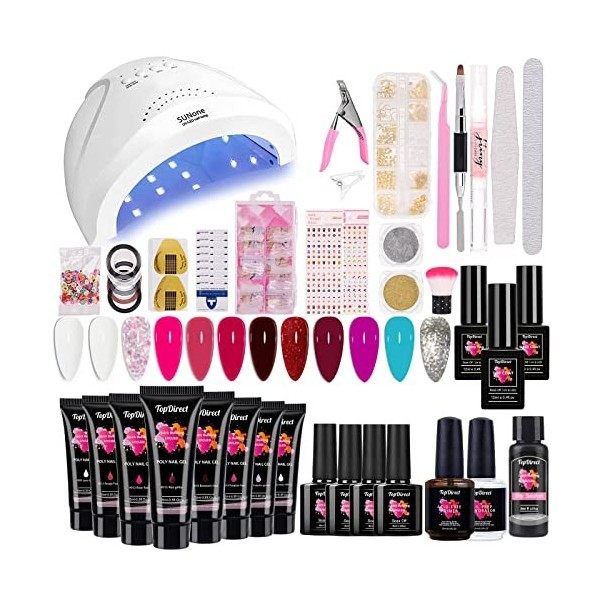 48W Lampe à UV LED Kit Ongle Gel avec 6 Couleurs 15ml Gel dExtensions dOngles Kit + 4 Couleurs Vernis à Ongles semi-permane